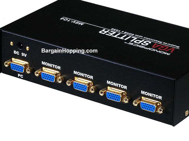 4-Way SVGA VGA Splitter Amplifier Multiplier 400 MHz